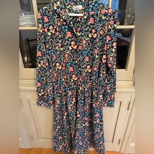 Vintage Floral Navy Dress